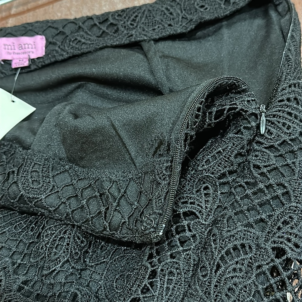 NWT Francesca’s Elegant Black Lace Long Midi Skirt Sz M $60 - Picture 12 of 15